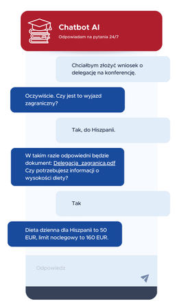 Chatbot sprawdza dane w systemie wewnętrznym