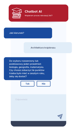 Chatbot sprawdza warunki dostania na studia