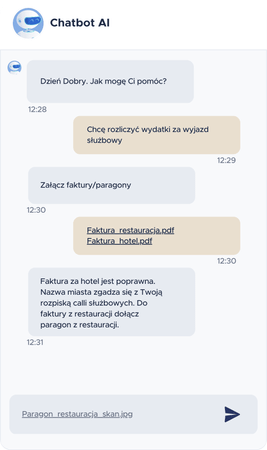 Chatbot przetwarza dane ze zdjęć paragonu i faktury